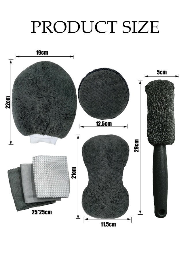 DUNISO 9Pcs Car Wash Cleaning Kit, Car Wash Detailing Including Wash Mitt Wax Applicator Pad, Tire Brush, Sponge Microfiber Cleaning Cloths, Glass Cleaning Cloth, Car Cleaning Tools Kit for Interior, Exterior, Wheels - Image 2